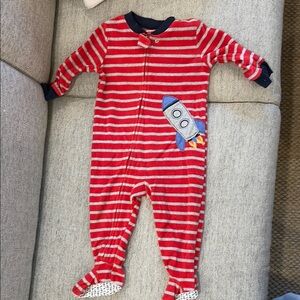 Red Striped Kids One Piece with Rocket Design